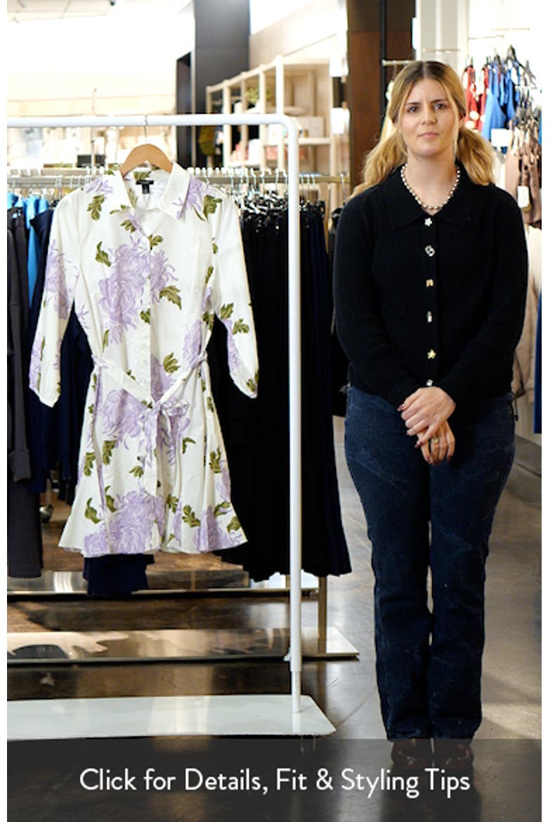 Floral Tie Belt Cotton Mini Shirtdress video