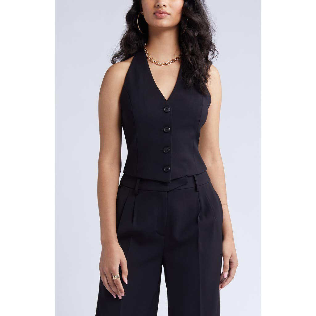 Open Edit Halter Vest In Black
