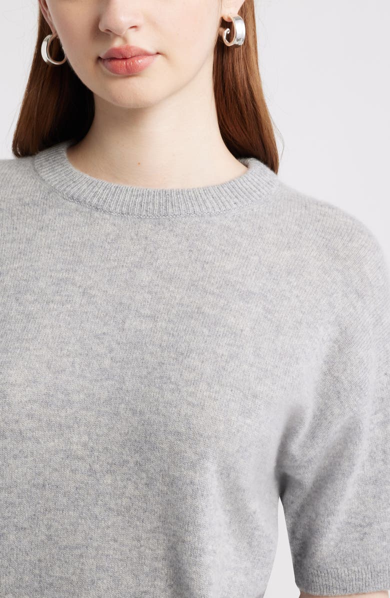 Nordstrom Short Sleeve Cashmere Sweater, Alternate, color, Grey Silk Heather