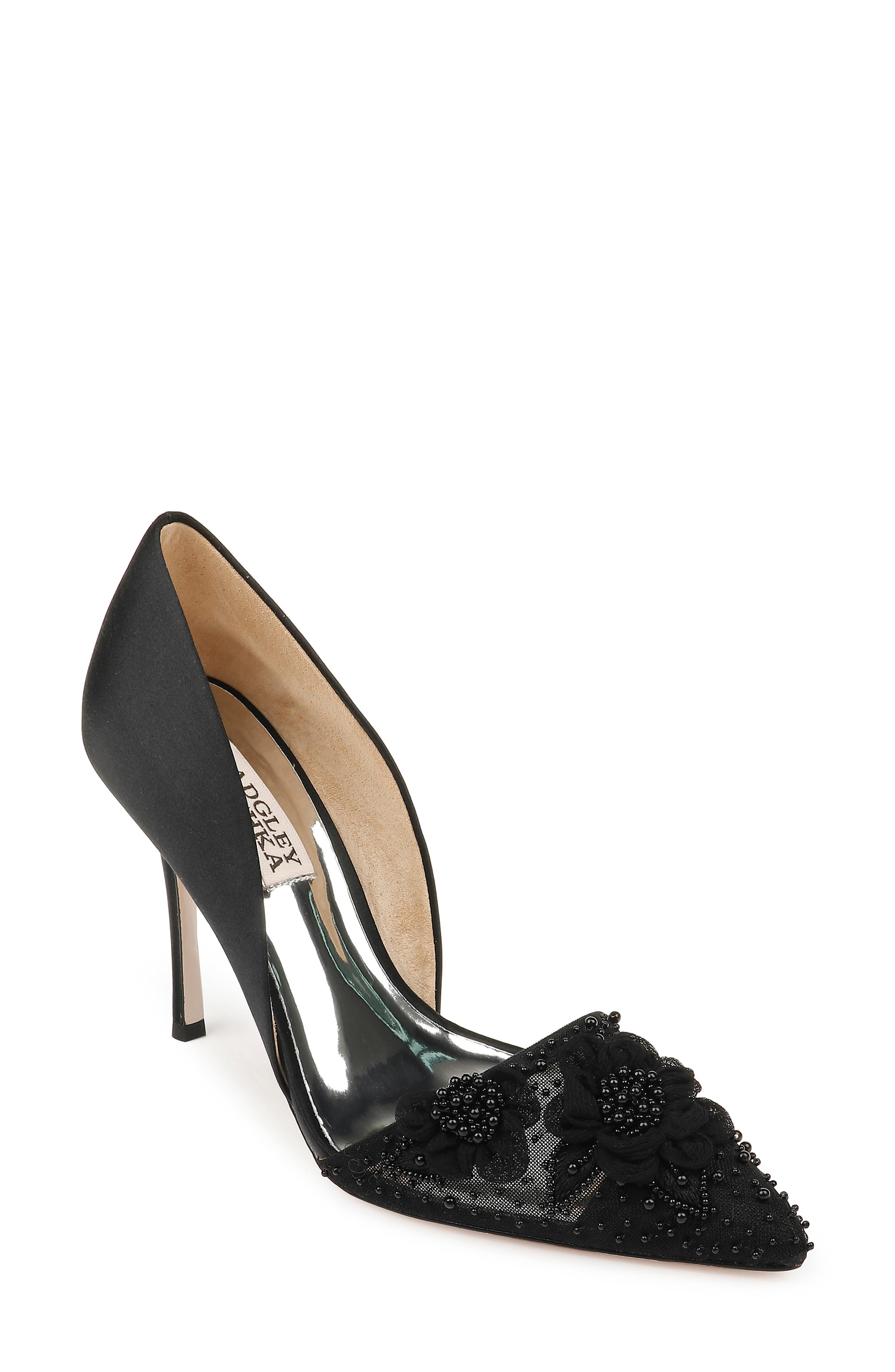 Badgley Mischka Collection Ophelia Beaded Floral Pointed Toe Pump, Main, color, 