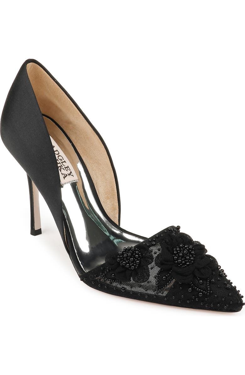 Badgley Mischka Collection Ophelia Beaded Floral Pointed Toe Pump, Main, color,