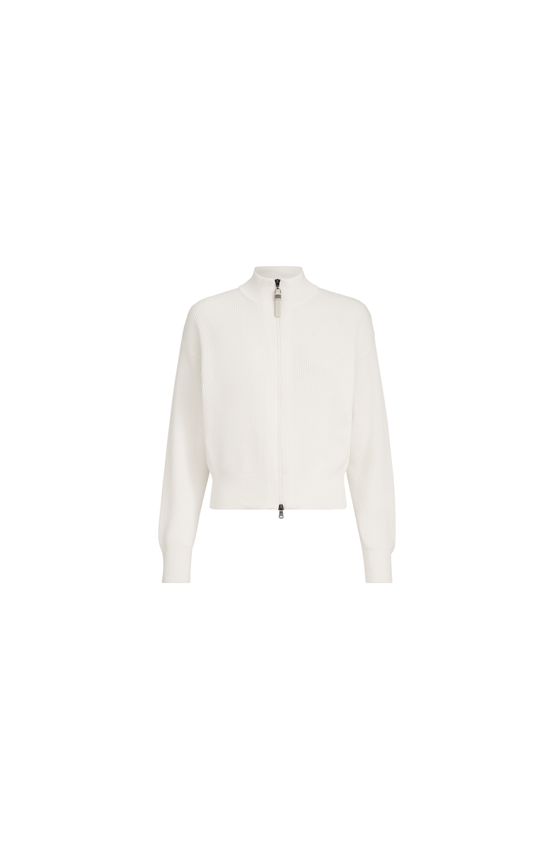 Brunello Cucinelli Cotton English rib cardigan with shiny zipper pull, Main, color,
