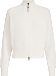 Brunello Cucinelli Cotton English rib cardigan with shiny zipper pull