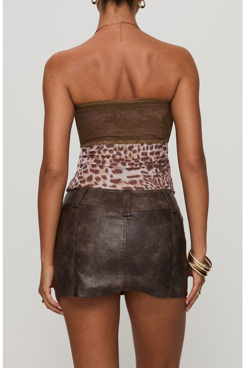 Anarchy Low Rise Faux Leather Miniskirt, Alternate, color, BROWN