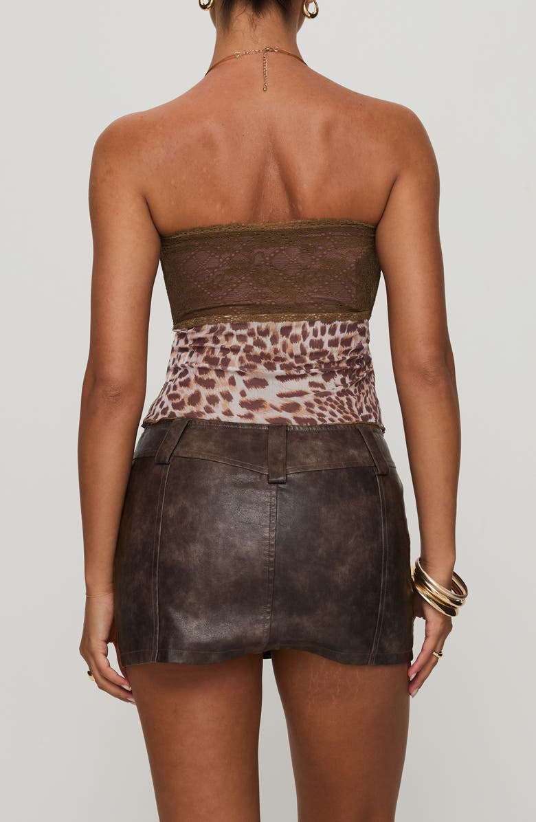 Princess Polly Anarchy Low Rise Faux Leather Miniskirt, Alternate, color, Brown