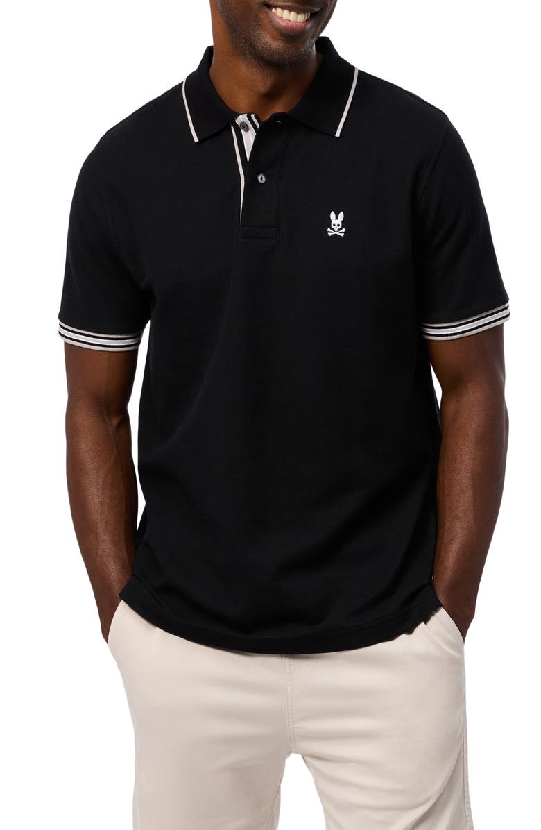 Psycho Bunny Cambridge Tipped Piqué Knit Polo, Main, color,