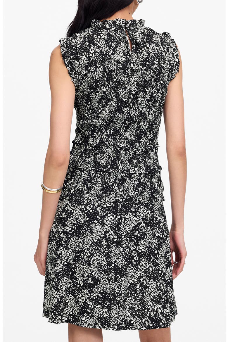 Floral Smocked Crewneck Minidress, Alternate, color, HARPER FLORAL BLACK WHITE