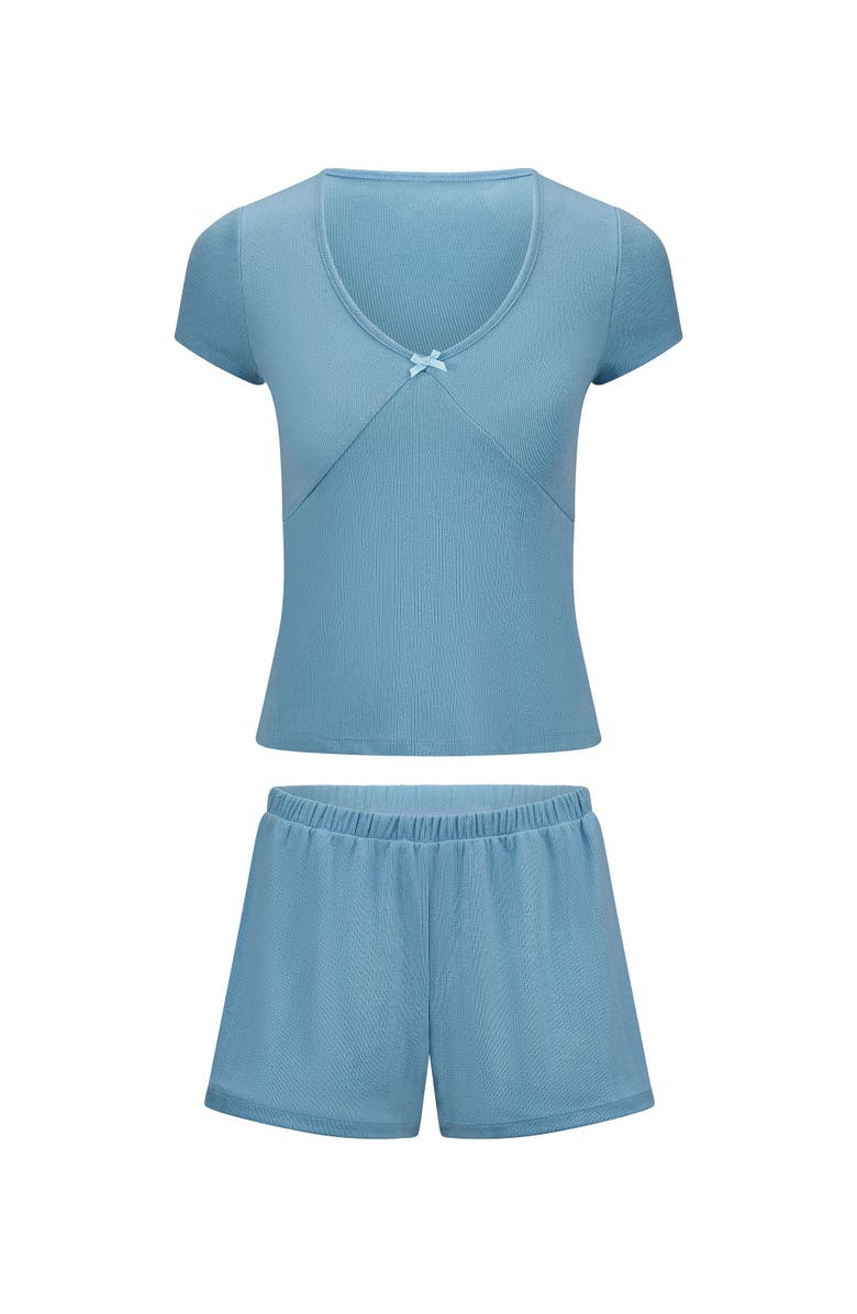 Adore Me Eloise Short Pajama Set, Alternate, color, Medium Blue