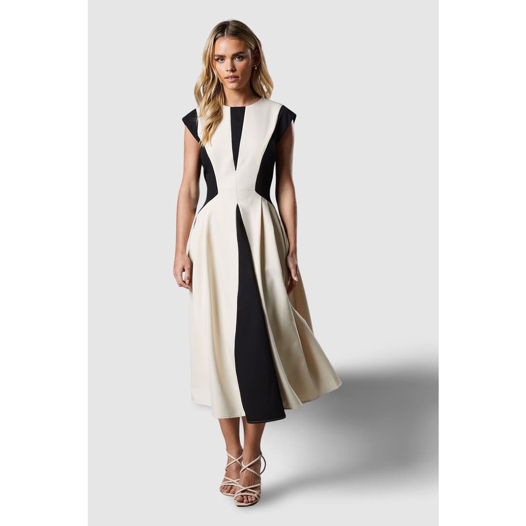 Coast Petite Crepe Colour Block Midi Dress In Gray