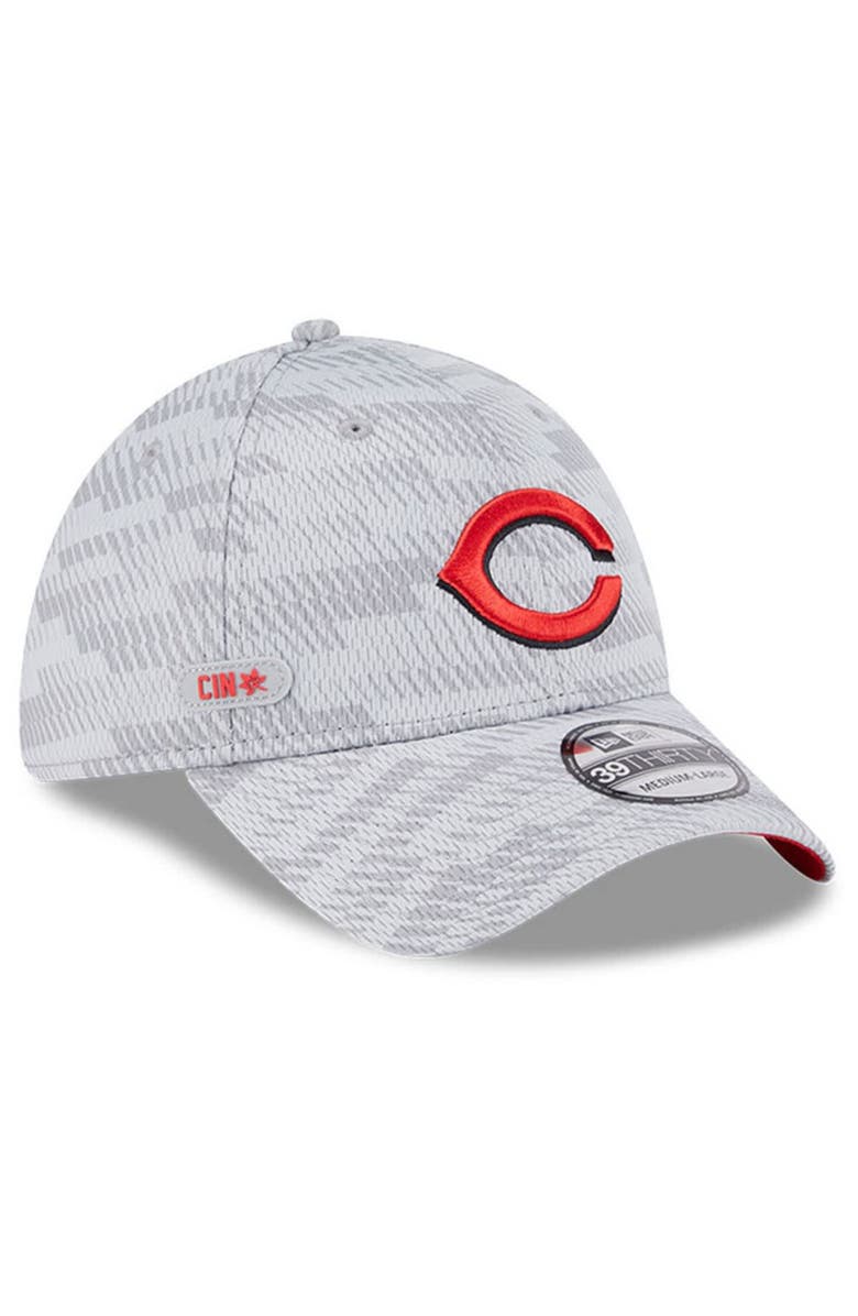 New Era Men's New Era Gray Cincinnati Reds 2025 MLB Clubhouse 39THIRTY Flex Hat, Main, color,