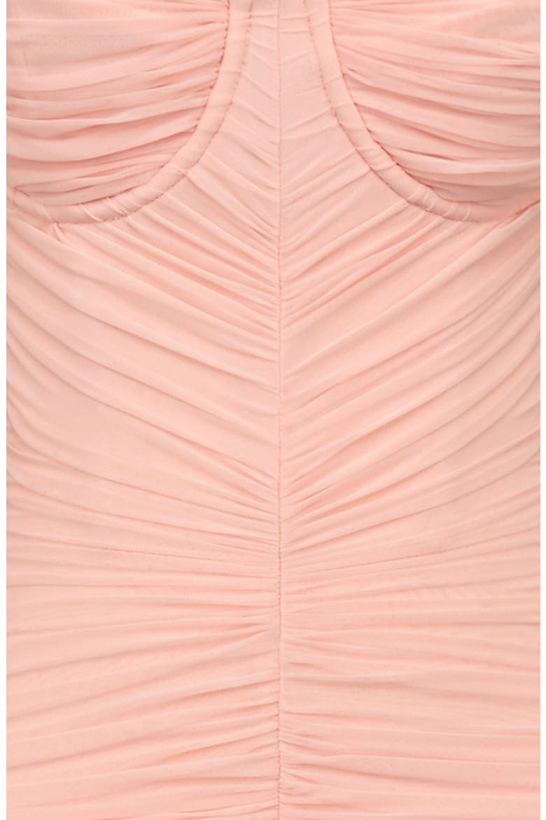 Antonella Ruched Mesh Dress, Alternate, color, PEACH
