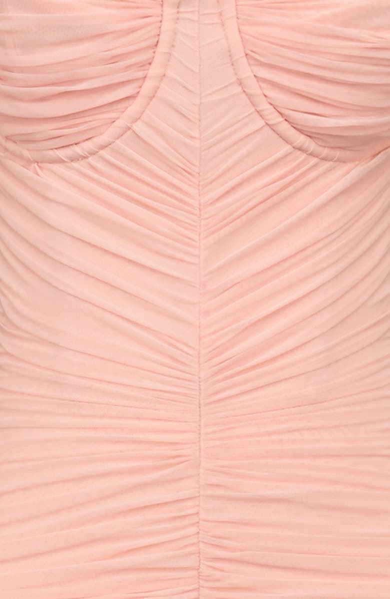HOUSE OF CB Antonella Ruched Mesh Dress, Alternate, color, Peach