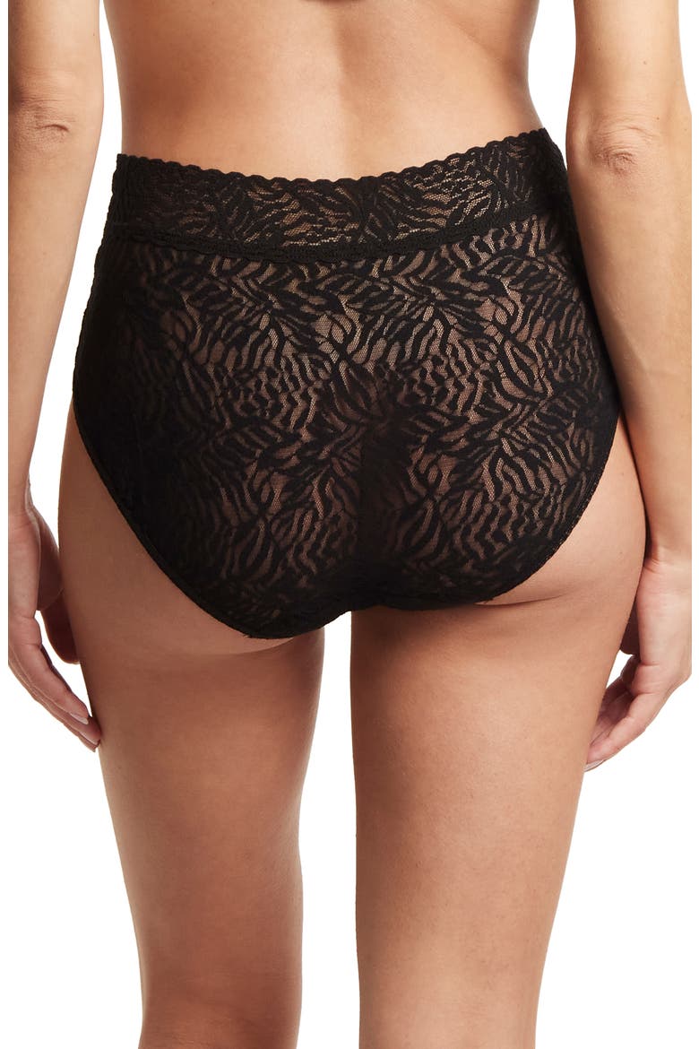 Animal Mix Lace French Briefs, Alternate, color, BLACK