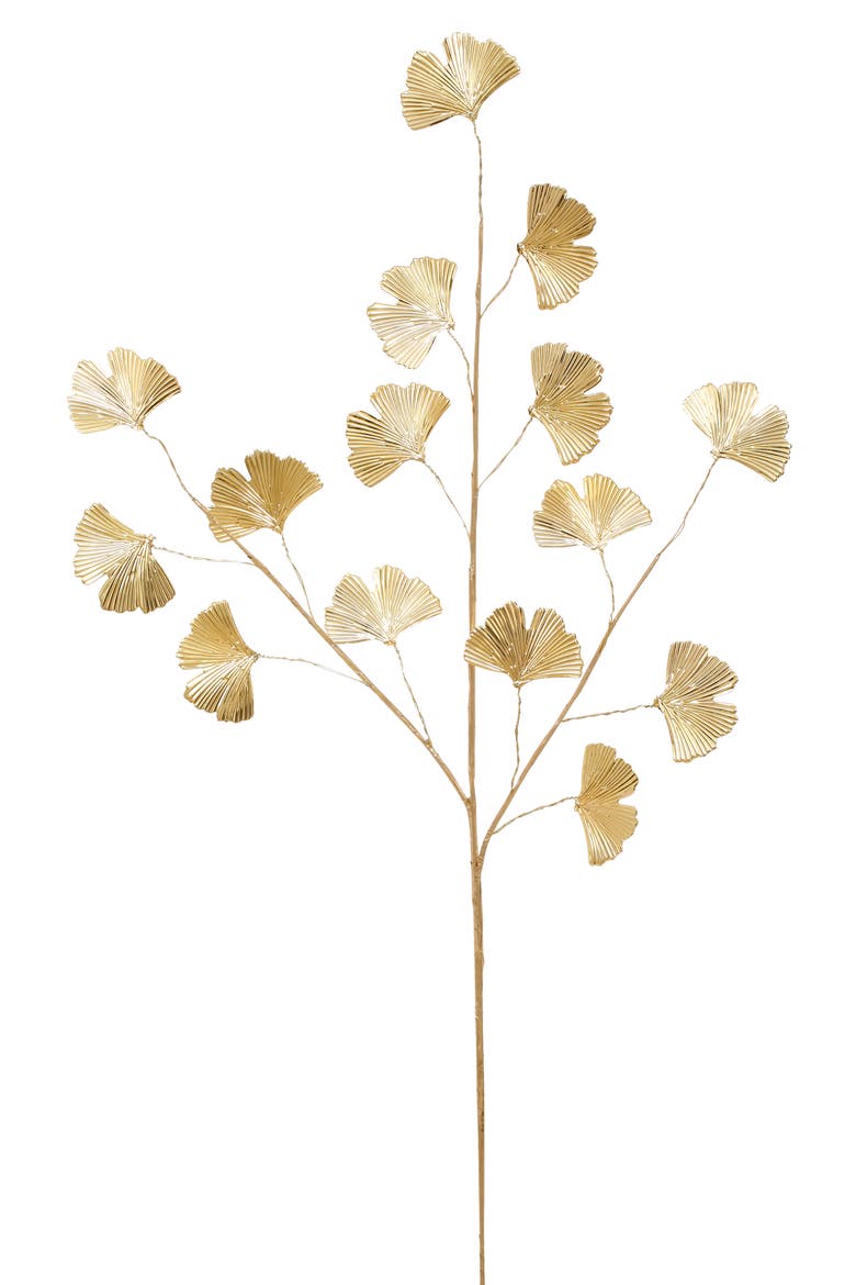 Sculpted Ginkgo Leaf Spray, Set of 6, Main, color, Gold