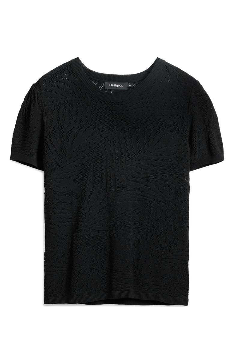 Desigual Lace Mesh Top, Alternate, color, Black