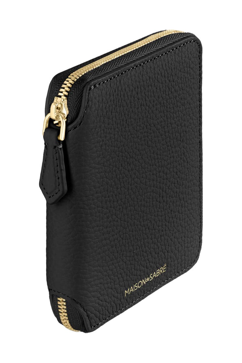 Small Leather Zip Around Wallet, Alternate, color, Pomegranate Caviar