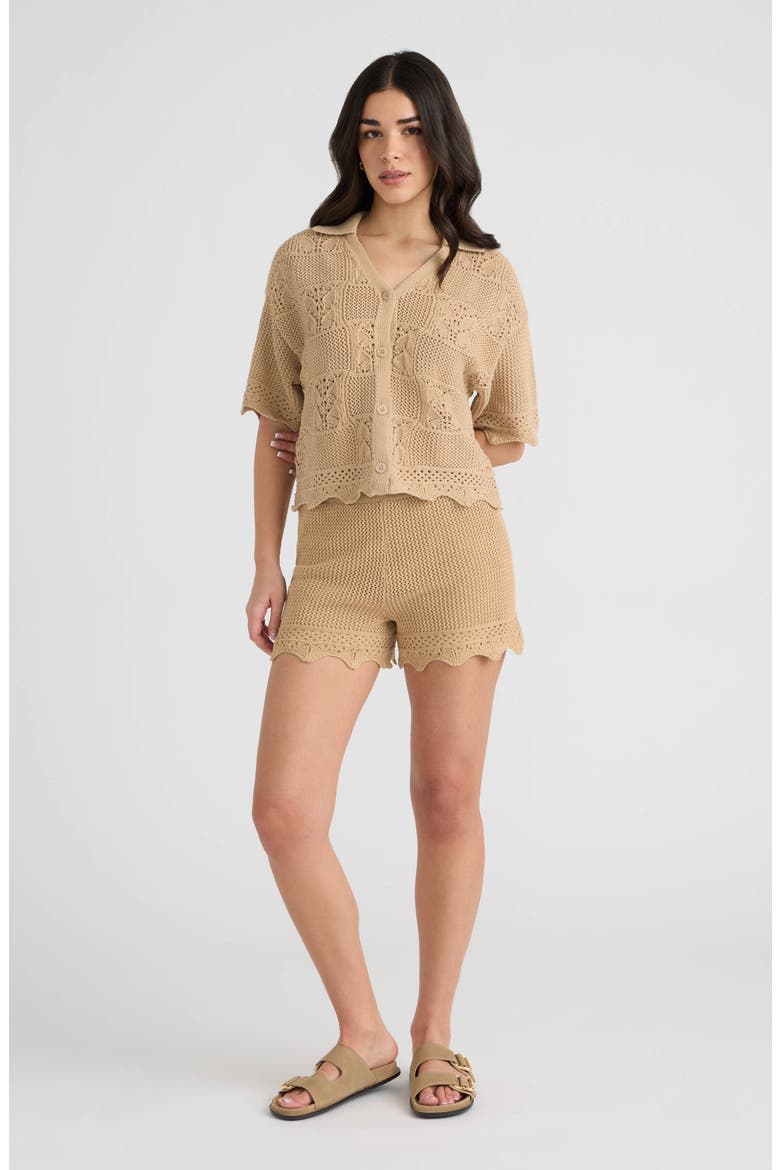 Open Stitch Button-Up Shirt, Alternate, color, OATMEAL