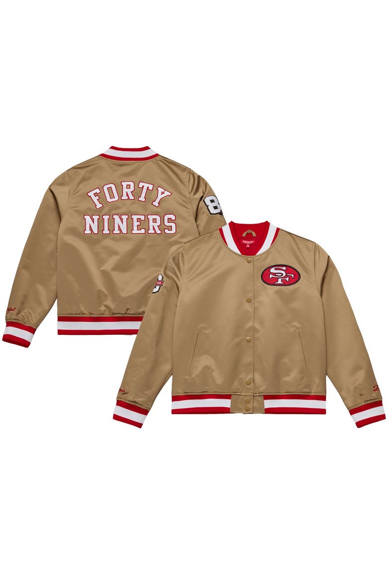Women's Mitchell & Ness Gold San Francisco 49ers 80th Anniversary Satin Full-Snap Jacket, Main, color, Gold