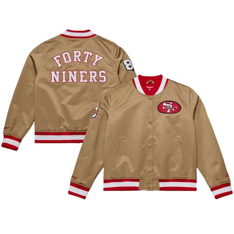 Women's Mitchell & Ness Gold San Francisco 49ers 80th Anniversary Satin Full-Snap Jacket