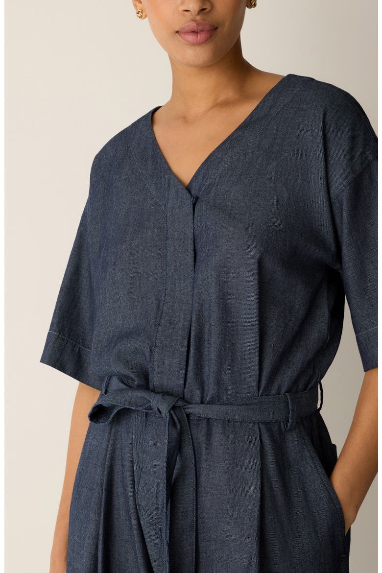 Wide Leg Organic Cotton Twill Jumpsuit, Alternate, color, DENIM