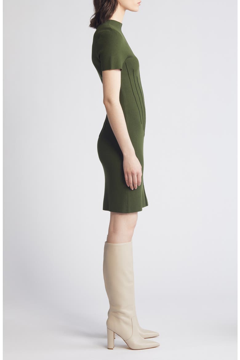 Pintuck Fitted Sheath Dress, Alternate, color, OLIVE