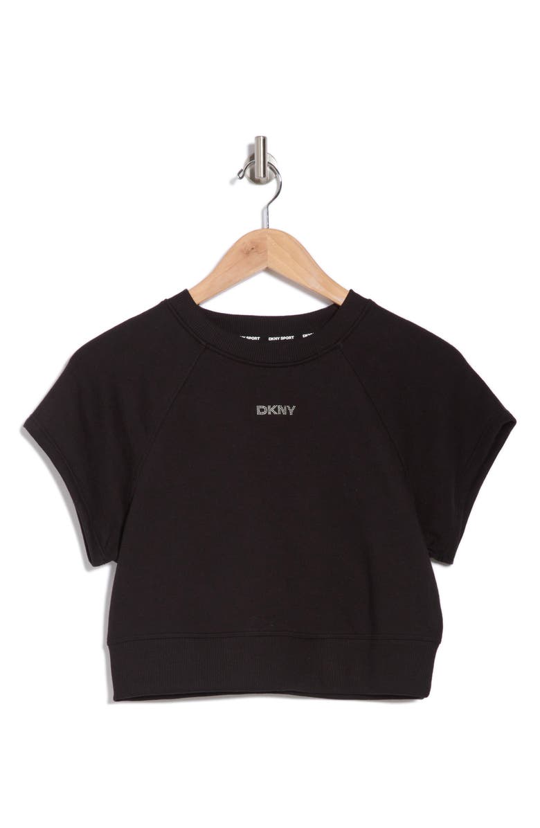 DKNY Mini Stud Logo Raglan Pullover Top, Alternate, color,