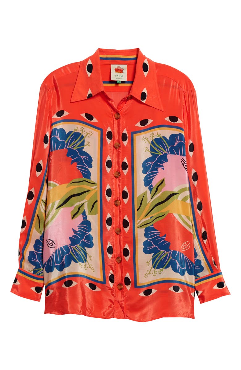 FARM Rio Surreal Scarf Print Button-Up Shirt, Alternate, color,