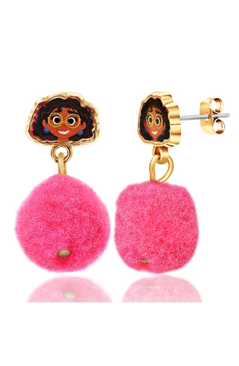 Disney Encanto Stud Earrings with Pink Pom Poms, Alternate, color, Pink