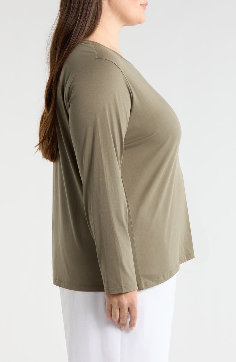 Eileen Fisher Long Sleeve Cotton Crewneck Top, Alternate, color, Bay Leaf