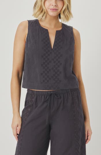 Splendid Kenzie Geo Eyelet Crop Tank | Nordstrom