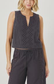 Splendid Kenzie Geo Eyelet Crop Tank