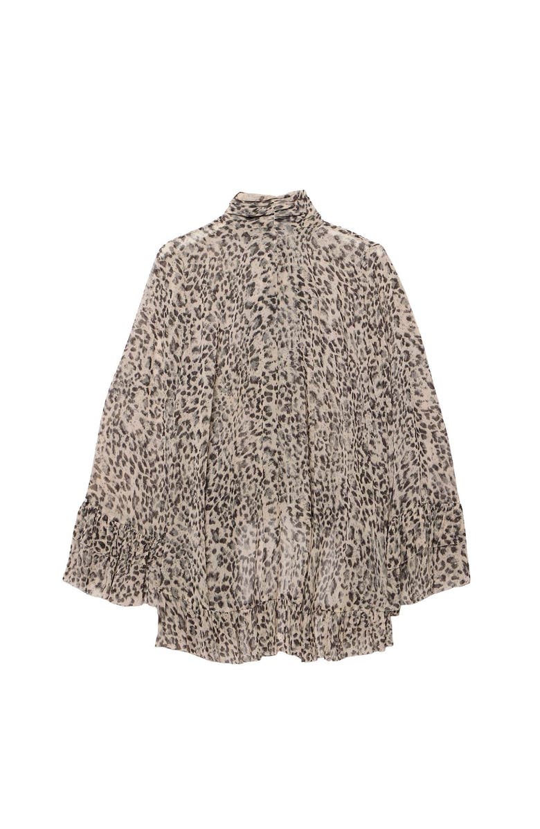 MINT VELVET Leopard Print Ruffle Blouse, Alternate, color, Camel