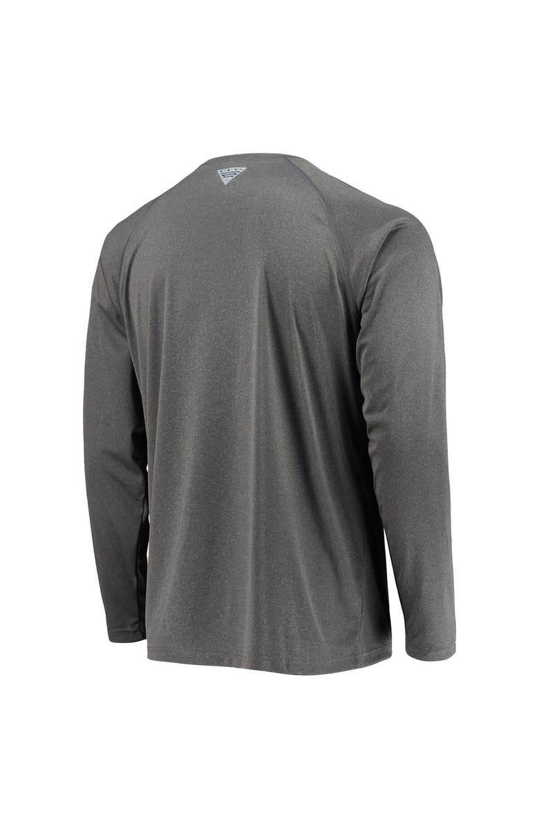 Columbia Men's Columbia Heather Charcoal North Carolina Tar Heels Terminal Tackle Omni-Shade Raglan Long Sleeve T-Shirt, Alternate, color, 