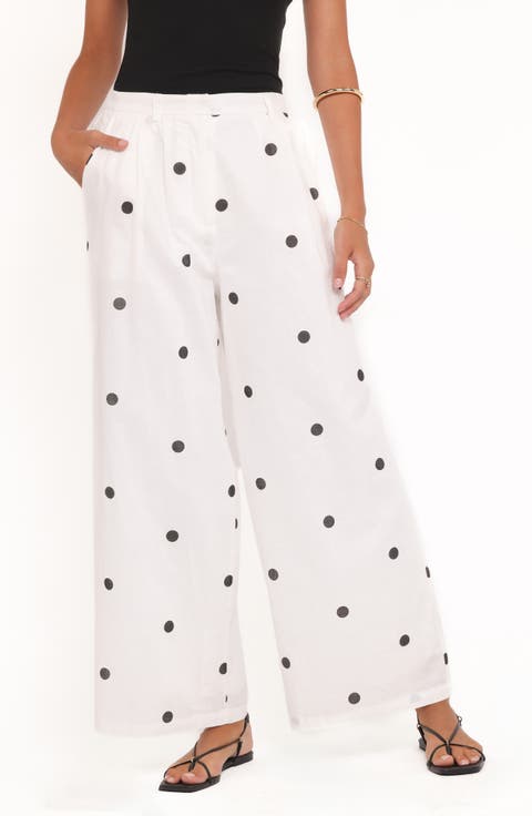 Valora Dot Wide Leg Cotton & Linen Pants
