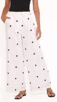Petal & Pup Valora Dot Wide Leg Cotton & Linen Pants