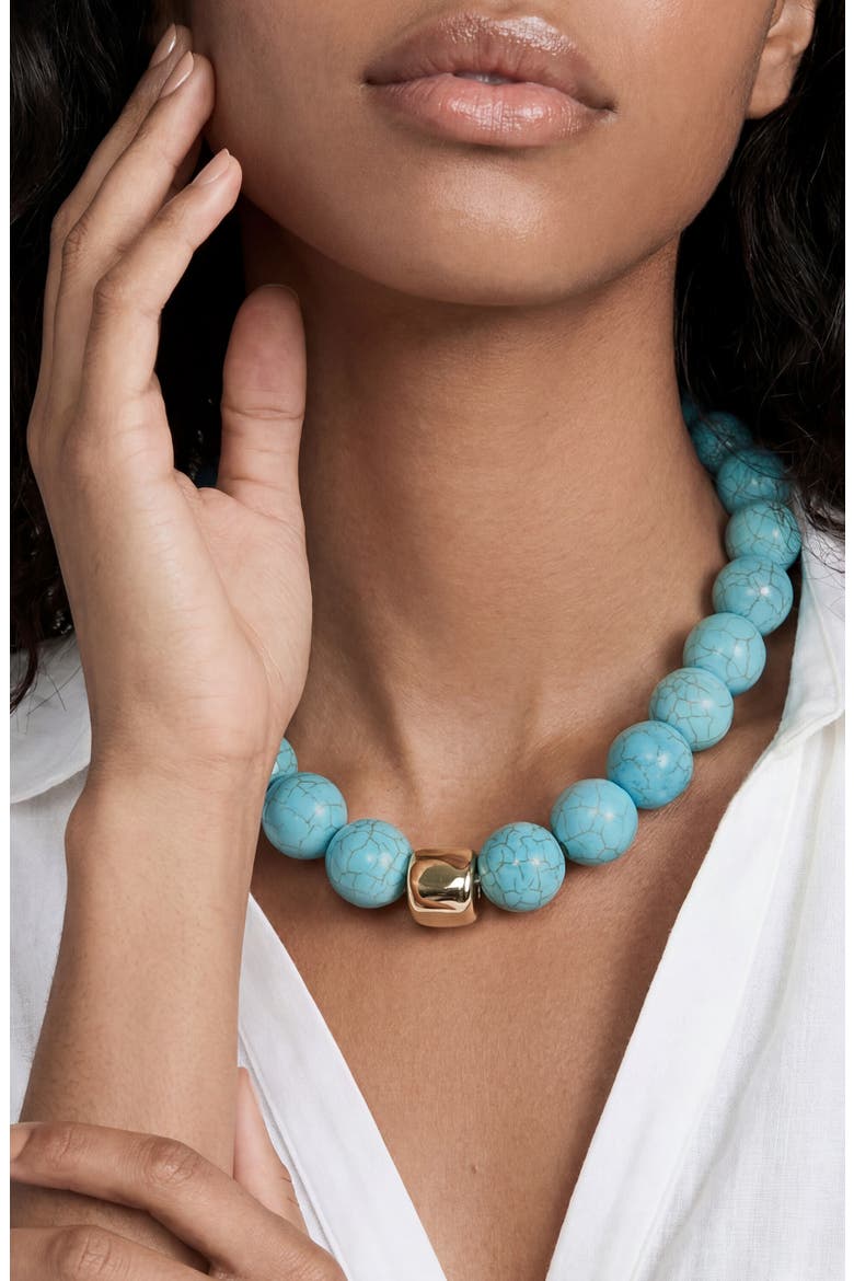 Chunky Beaded Necklace, Alternate, color, TURQUOISE