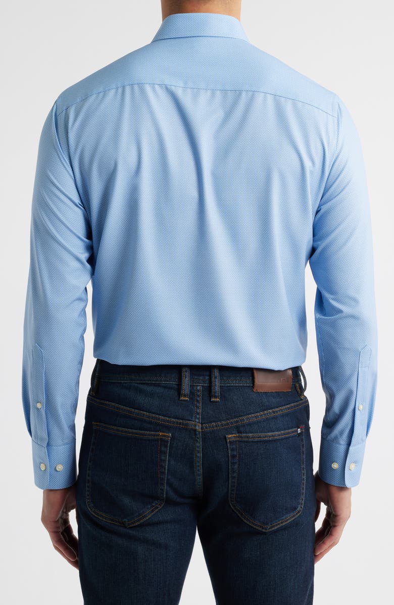 Peter Millar Triad Geometric Print Performance Poplin Button-Up Shirt, Alternate, color, Cottage Blue