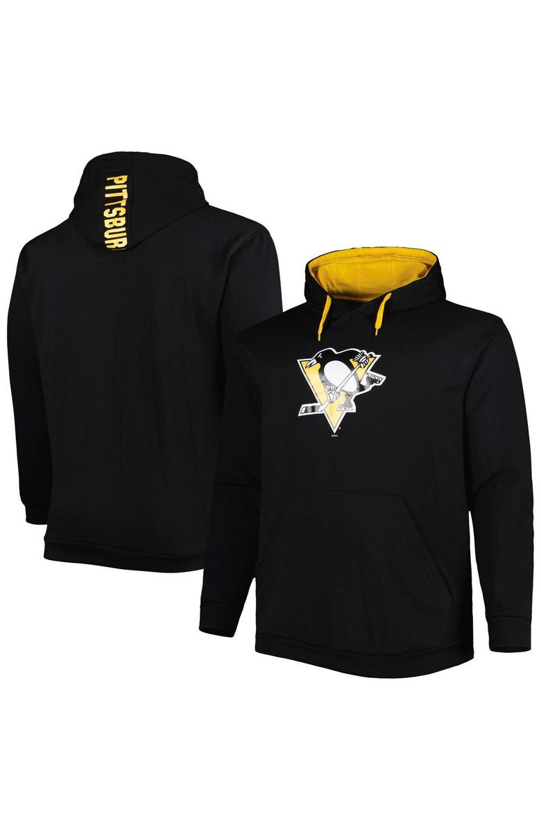 PROFILE Men's Black Pittsburgh Penguins Logo Big & Tall Fleece Pullover Hoodie, Main, color, Black