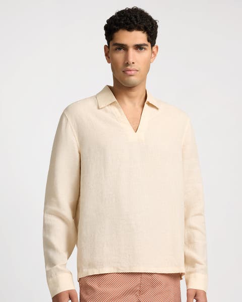 Linen Long Sleeve Popover Shirt