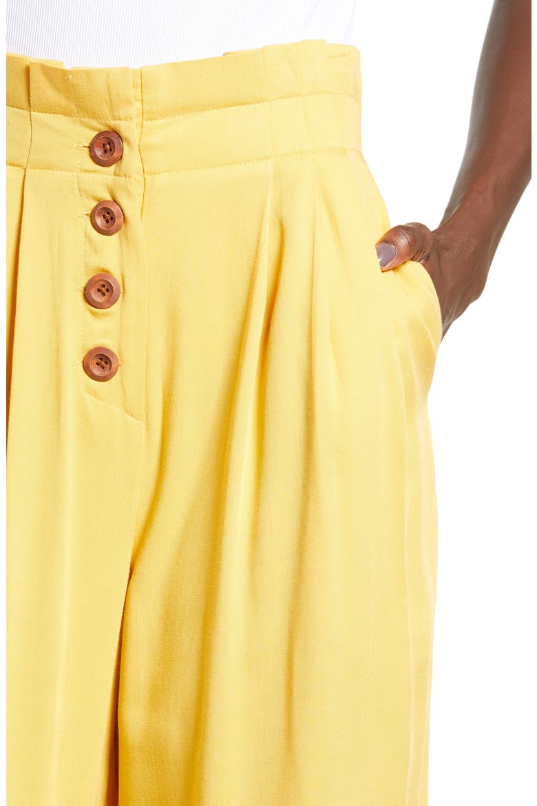 Pleated Crop Trousers, Alternate, color, YELLOW