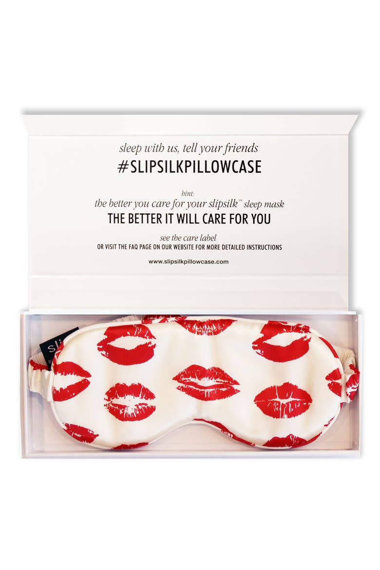 slip™ for beauty sleep Slipsilk™ Red Kisses Pure Silk Sleep Mask (Limited Edition), Alternate, color, RED KISSES