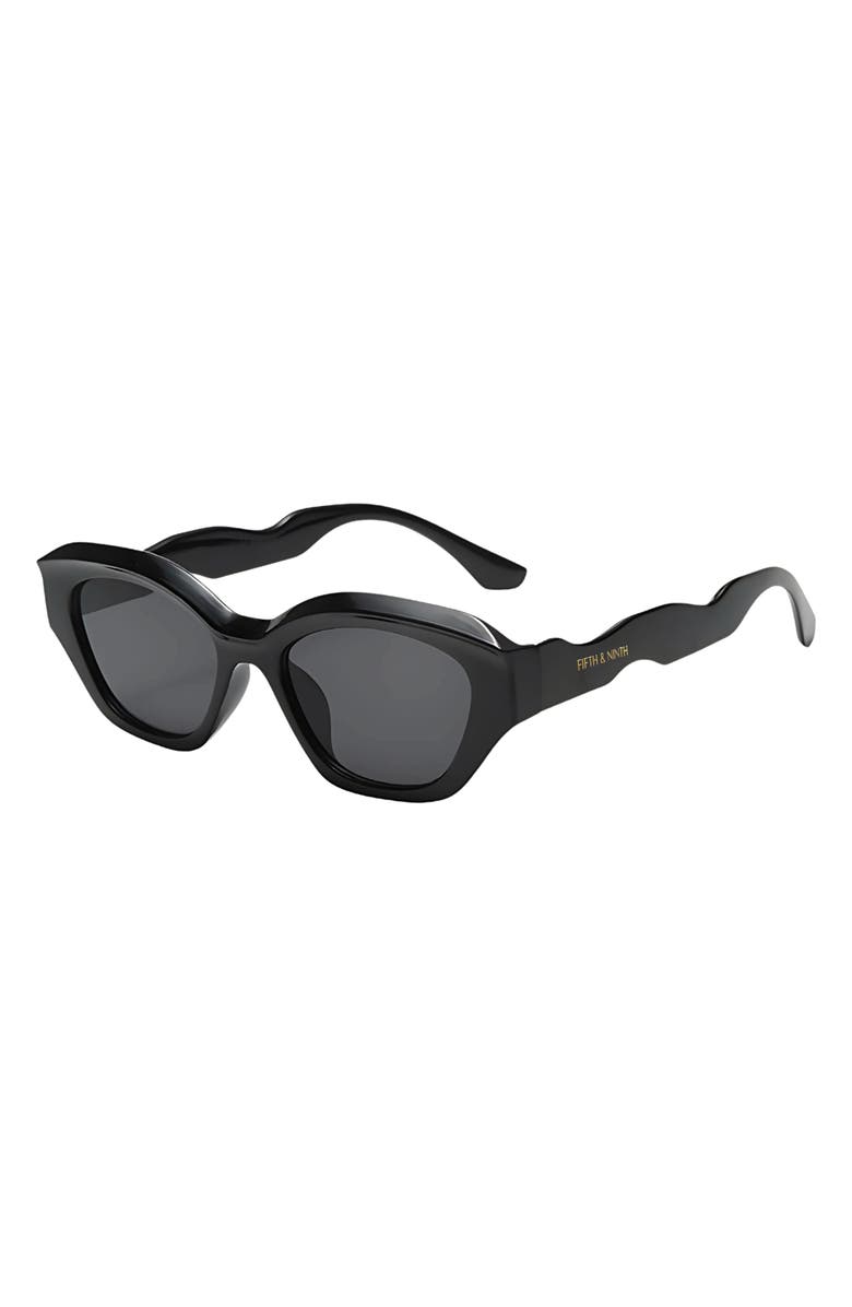 Fifth & Ninth Kell 52mm Polarized Geometric Sunglasses, Alternate, color, Black / Black