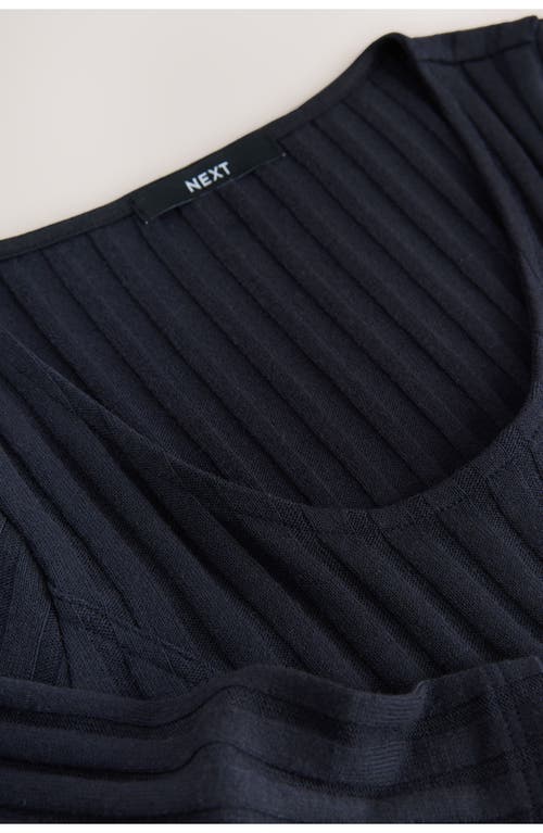 Next Long Sleeve Rib Minidress In Blue