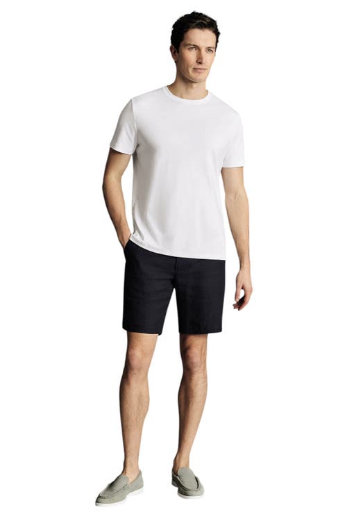 Charles Tyrwhitt Linen Shorts In Black