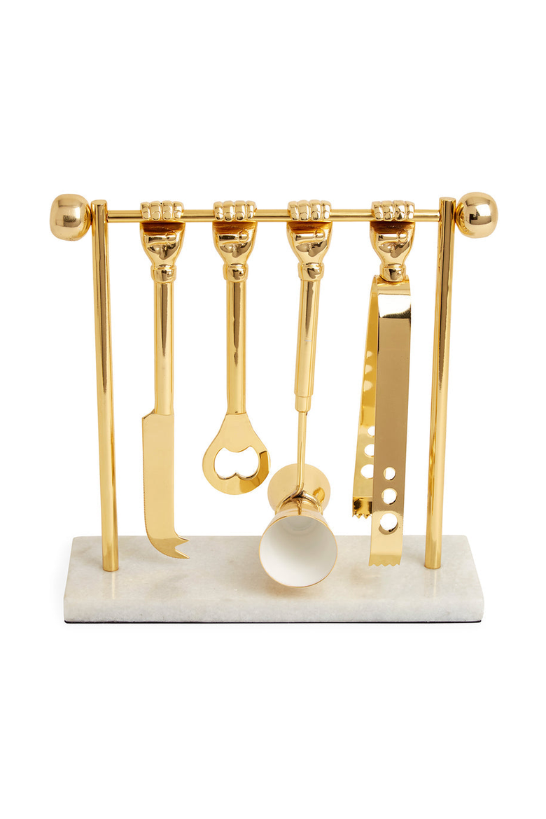 Barbell Barware Set, Alternate, color, Gold