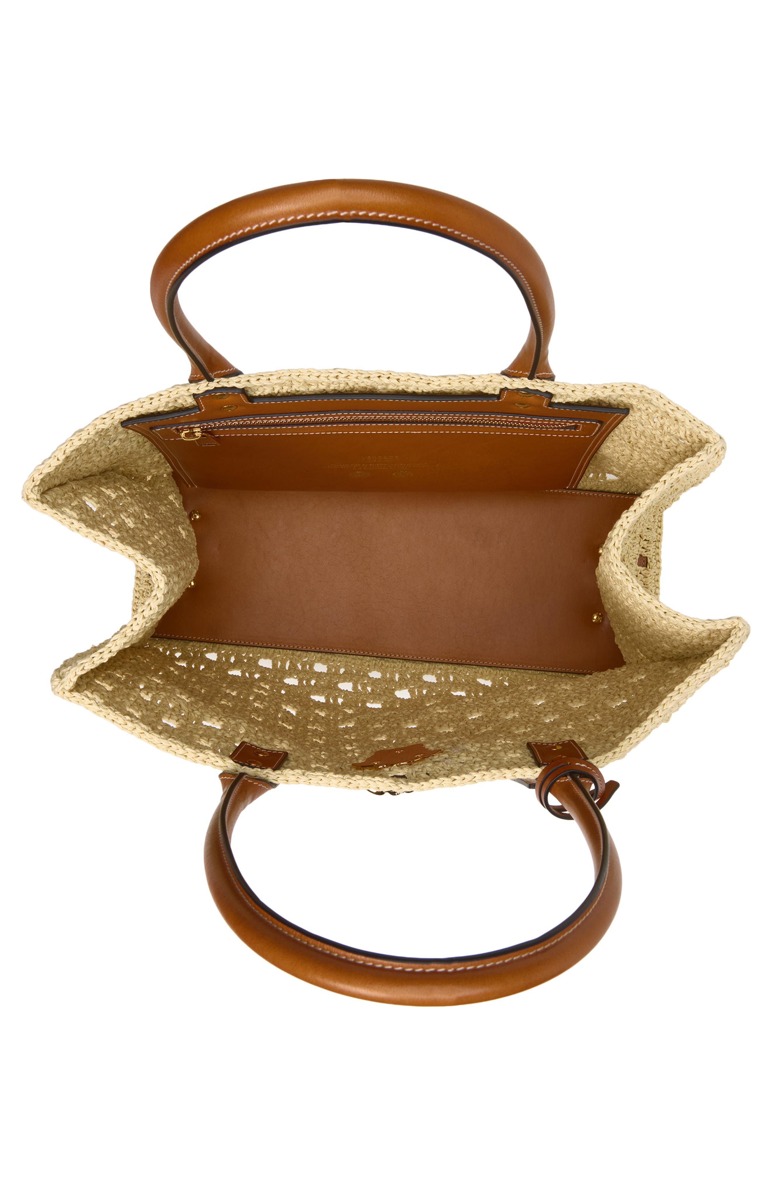 Versace Crochet Tote, Alternate, color, Natural Ambrer Gold