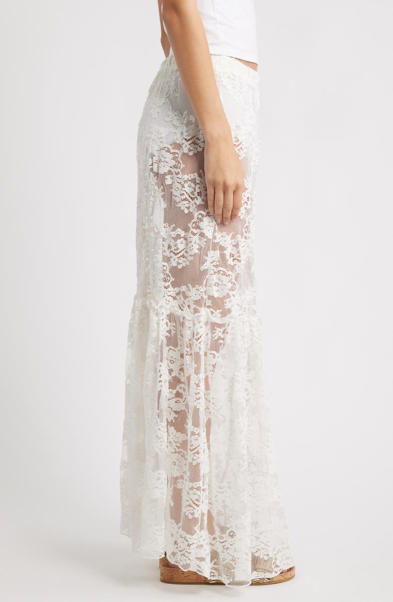 Topshop Sheer Lace Maxi Skirt, Alternate, color, Ivory