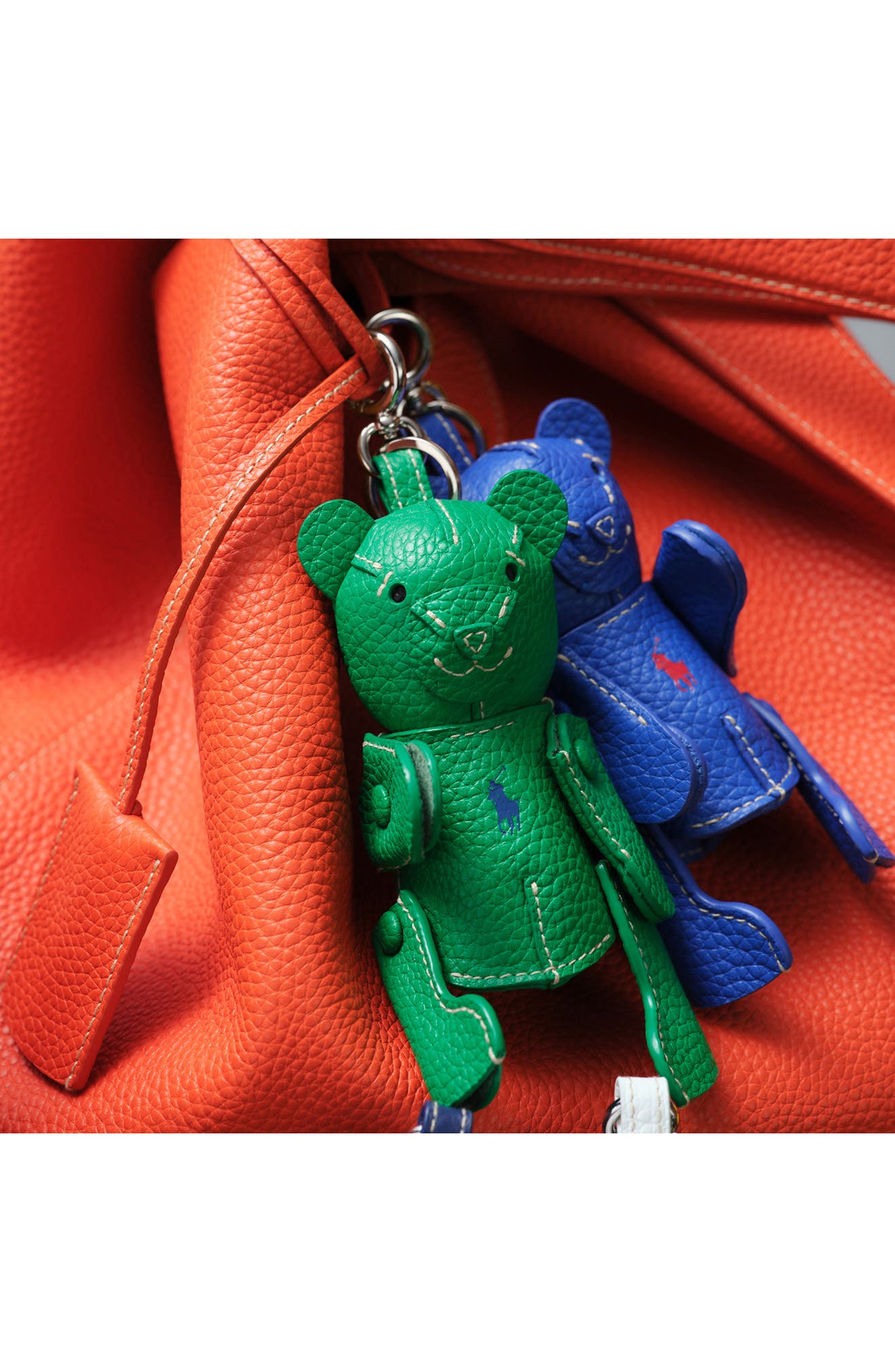 Polo Ralph Lauren Pebble Leather Polo Bear Charm, Alternate, color, Jellyfish