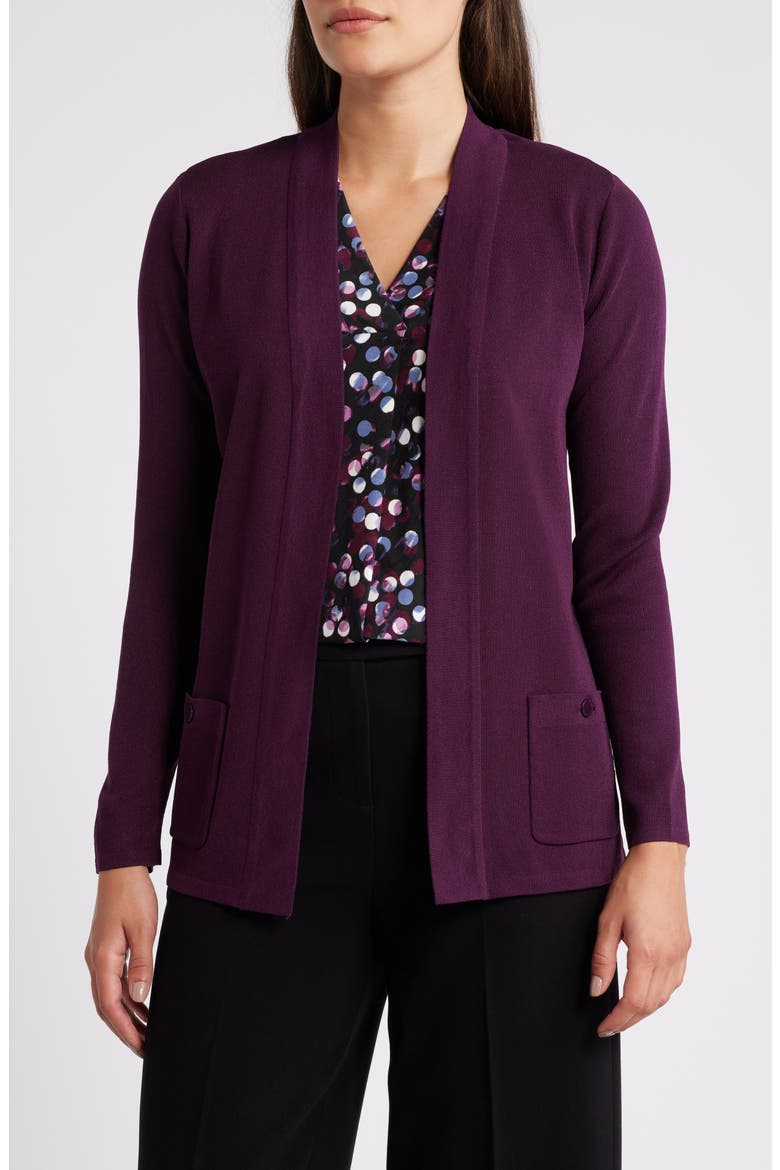 Malibu Open Front Cardigan, Main, color, DEEP PLUM