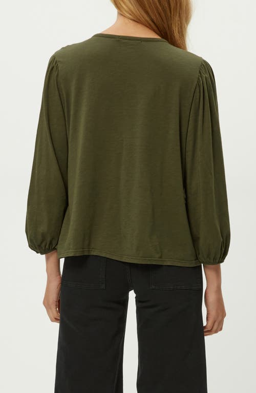 Michael Stars Gabi Supima Cotton Puff Sleeve Top In Green